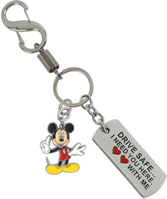 SHOKY LOOKS Metal Drive Safe Message Stylish Locking Hook With Mickey Mouse Key Chain
