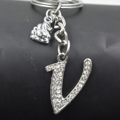 AFH ALPHABET V LETTER METAL MAHA GANPATI CHARM PROTECTIVE KEYCHAIN FOR CAR, BIKE Key Chain