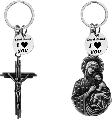M Men Style Jesus cross & Madonna with Child Jesus Keychains SkeyCom670-640 Key Chain