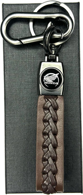 FLAMBE honda Brown Cross Design Belt Keychain Key Chain