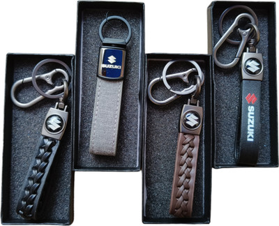 JNV Multicolour Leather Keychain Compatible With SUZUKI Cars (Pack Of 4) Key Chain