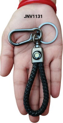 JNV Handwoven Leather Thread Keychain Compatible With Ola Electric Scooty (Black) Key Chain