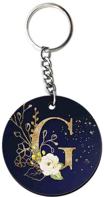 Party Gift Printed Round Keyring for Bag Wallet Purse Alphabet Letter Keychain G Key Chain