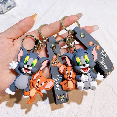 Wolcentra Random design (Pack of 1) Tom and Jerry Pair 3D Silicone Keychain Key Chain
