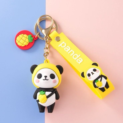 SHRI JI Cute 3D Panda Keyring Pineapple Charm Yellow Key Chain