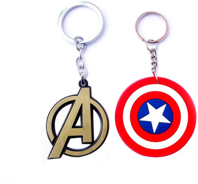 Meeko.com Captain America Shield Keychain & Gold Avengers Logo Keychain 01 Key Chain