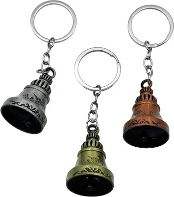 GS Grow n Shine Guardian Bell | Tibetan Metal Keychain | Temple Bell For Car, Bike (Combo) Key Chain