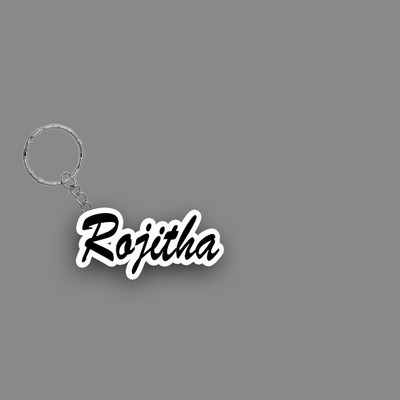 SY Gifts SYG Rojitha Name Keychain White And Black Key Chain