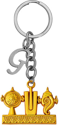 M Men Style Lord Tirupati Balaji Shanku Chakra Namam Initial Letter Alphabet -G SKey2022488 Key Chain