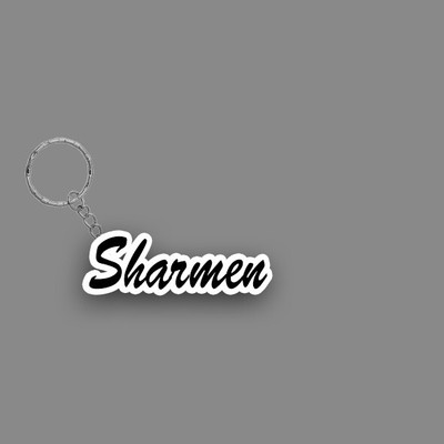 SY Gifts SYG Sharmen Name Keychain White And Black Key Chain