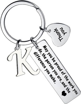 Artisans Crafted Thank You Keychain With Initial Letter Pendant K Key Chain