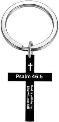Sullery Bible Verse Keychain Christian Cross Black Pslam 46.5 SulleryKey202557 Key Chain