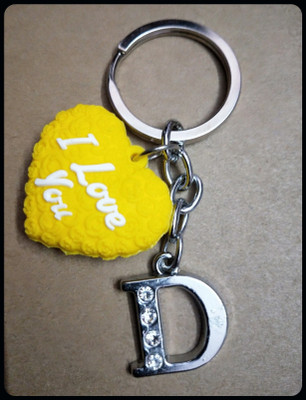 Meeko.com -Heart With D Letter Bike 01-KC Key Chain