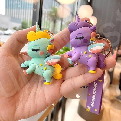 GKM Trendy Rainbow Horse Designer combo set attractive keychain with hook Key Chain