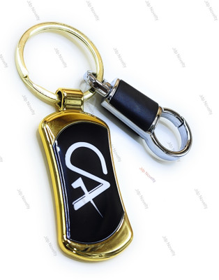 Jdp Novelty Premium Metal Keychain with Hook Black Gold Colour for Chartered Accountants Key Chain