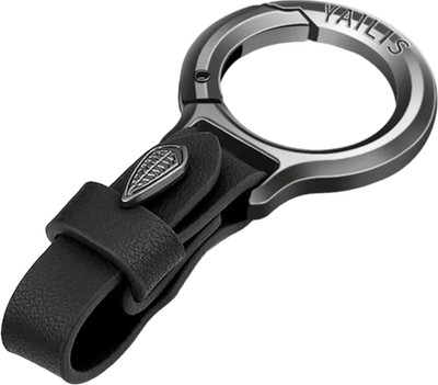 Augen Belt Loop Vegan Leather Leaf Key Ring Black Key Chain