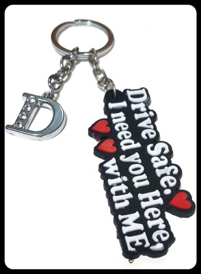 Meeko.com D letter with Drive Safe Rubber key chain 01 Premium Key Chain