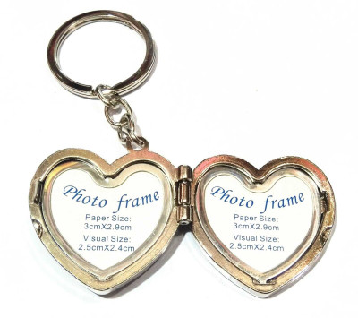 ROYALHUB STYLISH AND SWEET HEART PHOTO FRAME KEY CHAIN/ DUAL SIDE PHOTO INSERTION (SET OF 1, GOLD) Key Chain