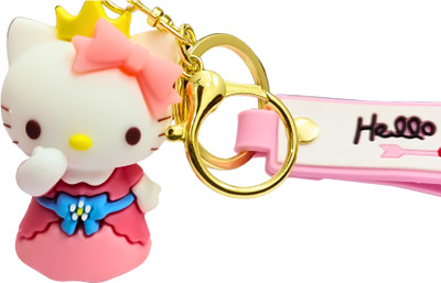 Nivu Cute Kitty Keychain, 3D Silicone Keychain with Bag Charm and Strap Key Chain