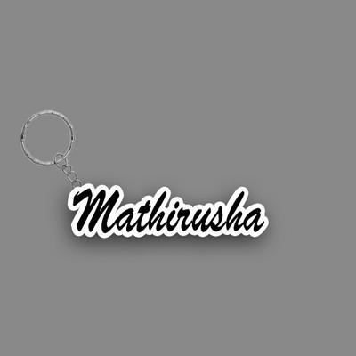 SY Gifts SYG Mathirusha Name Keychain White And Black Key Chain
