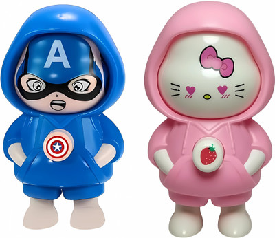 Krishna Trading Hello-Kitty & Captain-America Face Changing Keychain Key Chain
