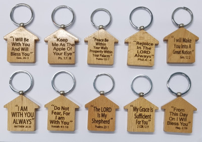BLESSINGS Set Of 10 Wooden Christianity E Key Chain