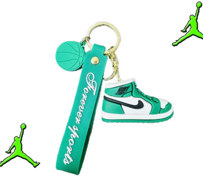SHRI JI Rubber 3D Nike Jordan Shoe Keyring with Strap Green Key Chain