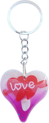 Kumar Handicraft Heart-Shaped Love Keychain, Red and Purple Gradient Design- For Women & Men Key Chain