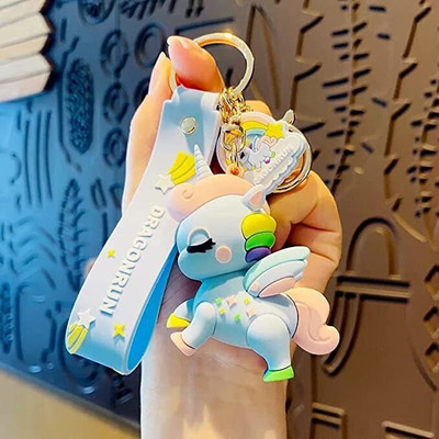 gtrp Cute 3D Blue Unicorn With Charm-New345 Key Chain