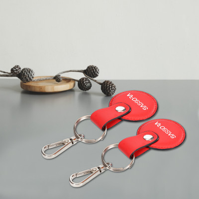Sassora Genuine Leather Round Shape Key Holder Gift Set - Pack Of 2 Key Chain