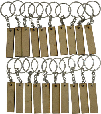 Maitri 20 Pcs (50mm X 12mm) MDF Bookmark Shape Key Chains with Ring Key Chain