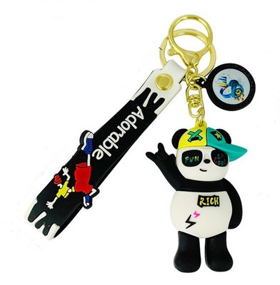 RainSound 3D Miniature Soft Hiphop Panda keyring with Charm Key Chain
