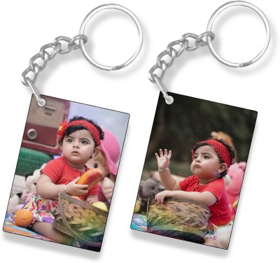 THE HATKE STORE Premium Custom Kids Photo Keychain Rectangular Shape For Birthday P2 Key Chain