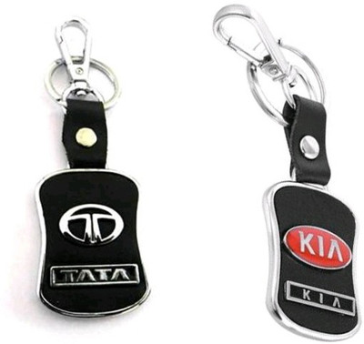 Jainsburys Combo of Tata & Kia Logo Leather Hook keychain & Best Quality Keychain Key Chain