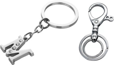 Meeko.com Keychain-M letter name and hook key ring for husband boyfriend birthday friend Key Chain