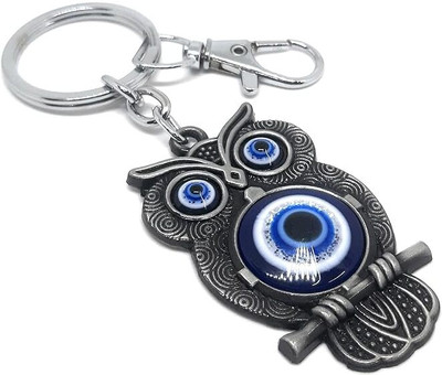 HiyaaV Evil Eye Nazar With Owl Gift Keychain For Protection Goodluck Feng Shui Positive Key Chain