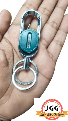 JGG Jain Gift Gallery 8039 Omuda Stylish Hook Locking Silver Metal Carabiner Double Ring Hook Key Chain
