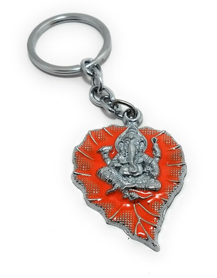 High Choice Lord Ganesh Or Ganesha Or Ganpati on Orange Leaf Metal Key Chain