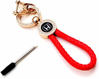 ADOREAL Honda Keychain And Keyring Red Rope Golden Ring Key Chain