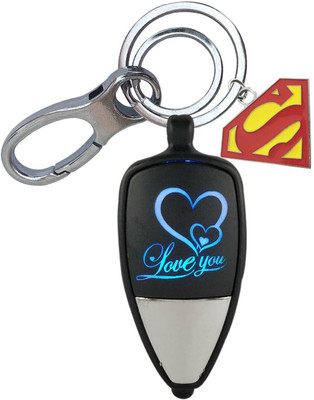 HANDSOME ISK Love U Beautiful LED Light with Supermen LogoLocking Lock Key Chain