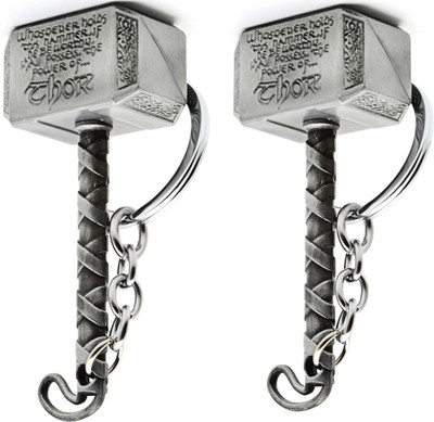 MAG BEE THOR Hammer (Mjollnir Silver) Combo Pack Of 2 Keyring-kC430 Key Chain