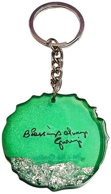 IG Crafter Ultra Shiny Greenish Blessings Always Guruji Keychain Key Chain