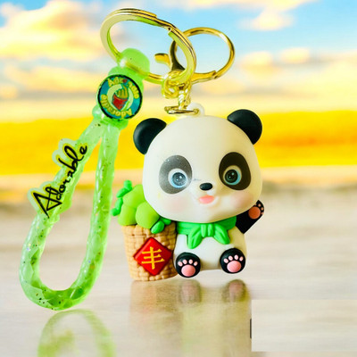 SSAppliances Panda with Basket Silicone Keychain - Cute 3D Panda with Fruit Basket Design Key Chain