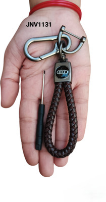 JNV Handwoven Leather Thread Keychain Compatible With Audi Car ( Brown ) Key Chain