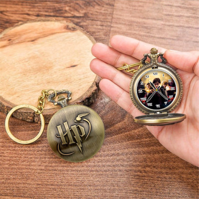 Tiny Tim Harry Potter Printed Dial Vintage Pocket-Watch Gandhi Style Metallic Best Gift Key Chain