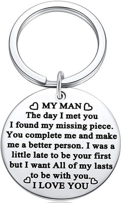 Myurawells My Man Keychain Gifts for Husband Spouse I love You Key Chain Birthday Key Chain