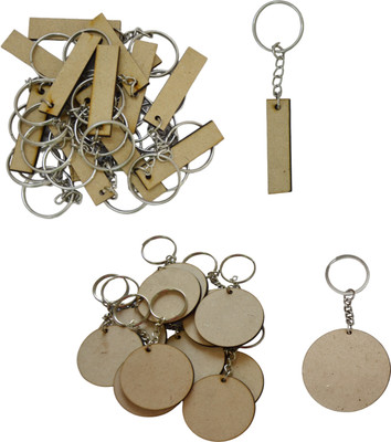 Maitri Pack of 40 (20Round & 20Bookmark) 2 Shapes Key Chains with Ring (50 x 50) mm Key Chain