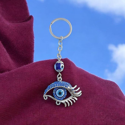 Shilpmart Evil Eye Keychain with Blue Crystal Rhinestones Key Chain