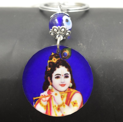 AFH Bal Gopal Playing Basuri Evil Eye Nazar Protection Keychain for Men and Women Key Chain