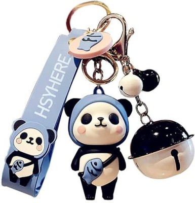 gtrp Cute PVC Panda Blue Keychain Creative New Year Gift Animal Pendant Car Key 01 Key Chain